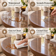 Round Clear PVC Side Table Protector – 2.0mm Thick, Waterproof & Scratch Resistant