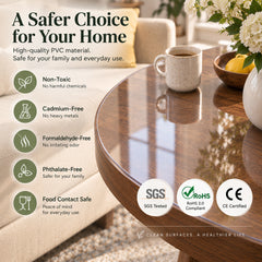 Round Clear PVC Side Table Protector – 2.0mm Thick, Waterproof & Scratch Resistant