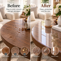 Round Clear PVC Side Table Protector – 2.0mm Thick, Waterproof & Scratch Resistant