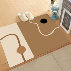 AimHave Minimalist Abstract Line Diatomite Mat – Modern Split-Color Soft Quick-Dry Bath & Kitchen Mat, Non-Slip Coffee Bar Runner & Entryway Mat