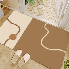 AimHave Minimalist Abstract Line Diatomite Mat – Modern Split-Color Soft Quick-Dry Bath & Kitchen Mat, Non-Slip Coffee Bar Runner & Entryway Mat