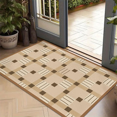 AimHave Brown Plaid Diatomite Mat – Modern Geometric Soft Quick-Dry Bath & Kitchen Mat, Non-Slip Coffee Bar & Dish Drying Runner