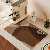 AimHave Rhine Abstract Diatomite Mat – Modern Mocha Brown Soft Quick-Dry Bath & Kitchen Mat, Non-Slip Low Profile Floor Runner