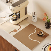 AimHave Minimalist Abstract Line Diatomite Mat – Modern Split-Color Soft Quick-Dry Bath & Kitchen Mat, Non-Slip Coffee Bar Runner & Entryway Mat