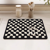 AimHave Sharp Ripple Diatomite Mat – Modern Black & White Chain Link Geometric Soft Quick-Dry Bath & Kitchen Mat, Non-Slip Dish Drying Runner