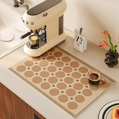 AimHave Warm Beige Geometric Dot Diatomite Mat – Modern Mid-Century Quick-Dry Bath & Kitchen Mat, Non-Slip Coffee Bar Runner & Dish Drying Mat