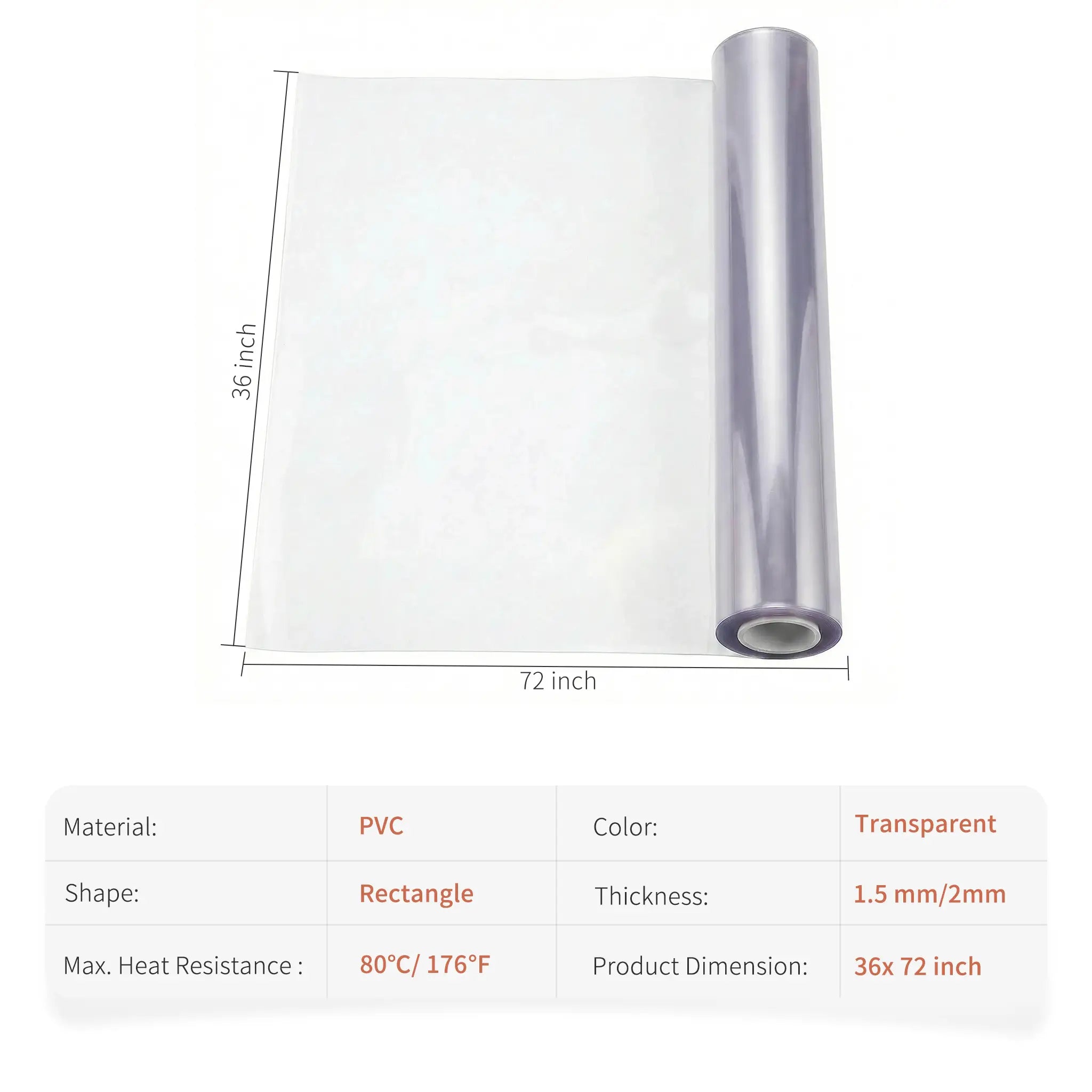 36x72 inch PVC pet mat size guide: 1.5mm thickness, non-toxic, and waterproof protection.