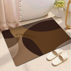 AimHave Rhine Abstract Diatomite Mat – Modern Mocha Brown Soft Quick-Dry Bath & Kitchen Mat, Non-Slip Low Profile Floor Runner