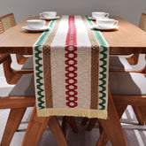 AimHave Sage Green Boho Farmhouse Woven Table Runner – Macrame Crochet Table Runner with Tassels for Dining Table Decor