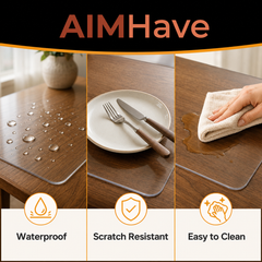 AIMHave 44x90 Inch Clear Table Protector – Heavy Duty PVC Table Cover 1.5mm & 2mm Thick