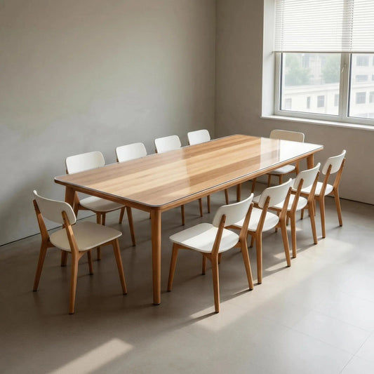 Extra long clear PVC table protector for 10-person dining tables, heavy-duty waterproof surface protection.