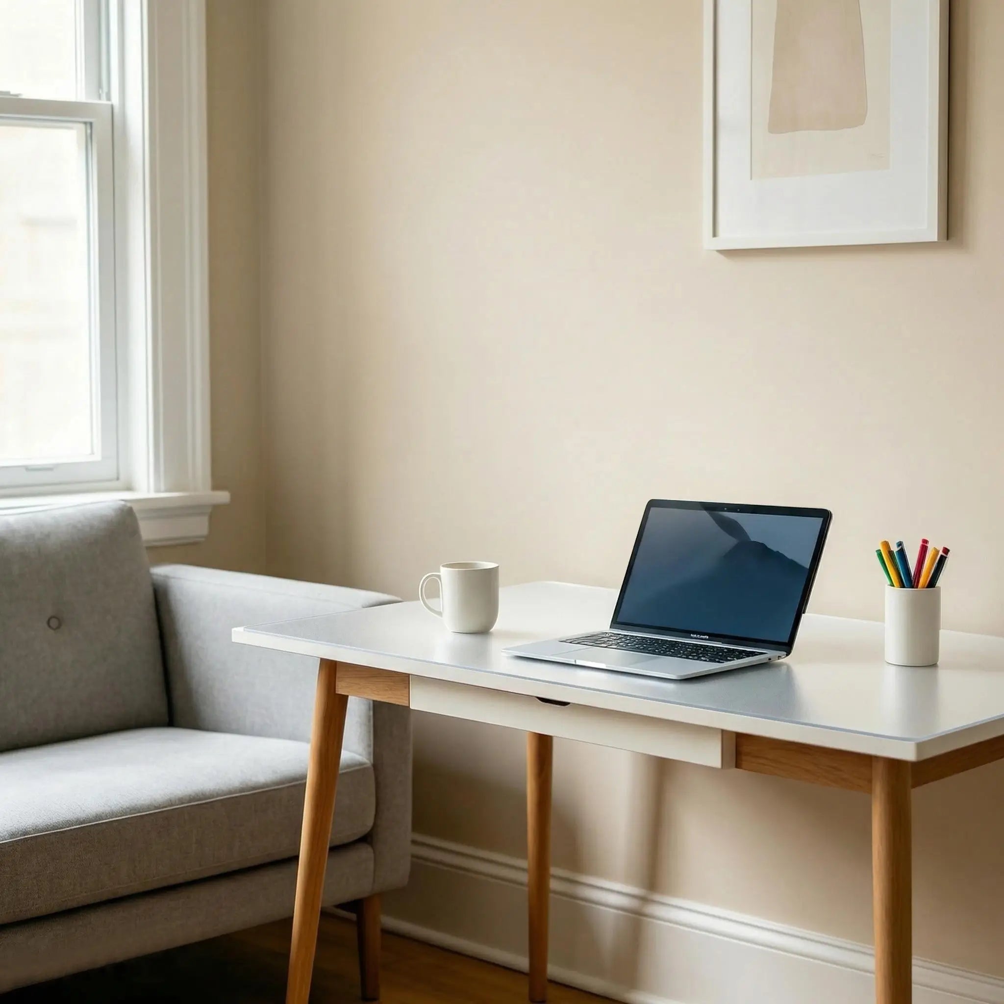 Fosted PVC office desk mat, anti-glare matte surface protector for workstations, bubble-free on glass desks.