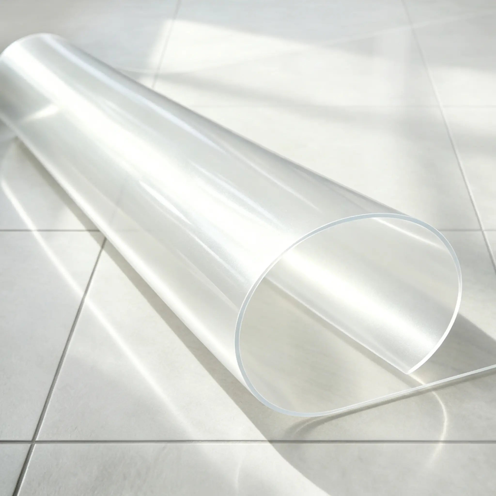 Frosted PVC mat for laundry room showing its flexible soft texture and matte finish for floor protection.