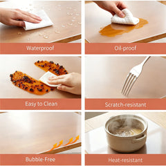 Frosted PVC mat features for laundry room: waterproof, easy to clean, scratch-resistant, and bubble-free on floors.
