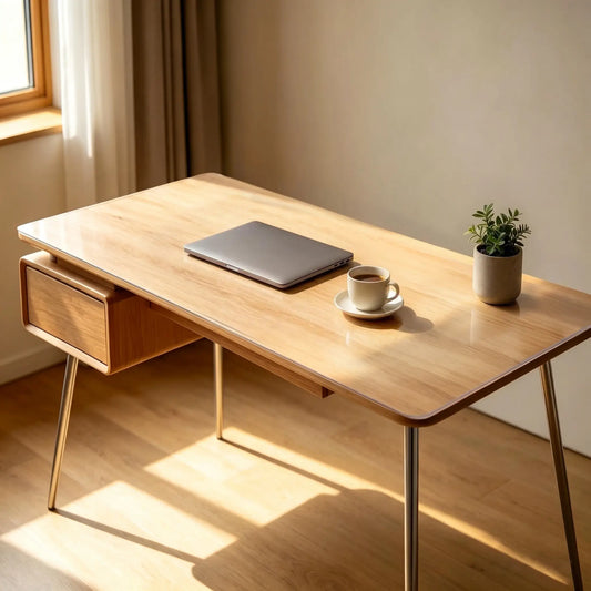 Clear PVC writing desk mat, crystal clear surface protector for home office and study workstations.