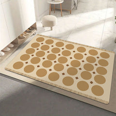 AimHave Warm Beige Geometric Dot Diatomite Mat – Modern Mid-Century Quick-Dry Bath & Kitchen Mat, Non-Slip Coffee Bar Runner & Dish Drying Mat