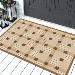AimHave Brown Plaid Diatomite Mat – Modern Geometric Soft Quick-Dry Bath & Kitchen Mat, Non-Slip Coffee Bar & Dish Drying Runner