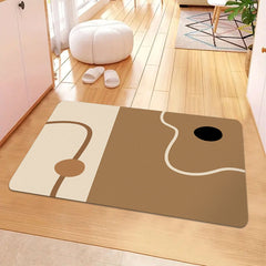 AimHave Minimalist Abstract Line Diatomite Mat – Modern Split-Color Soft Quick-Dry Bath & Kitchen Mat, Non-Slip Coffee Bar Runner & Entryway Mat