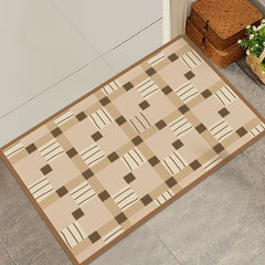 AimHave Brown Plaid Diatomite Mat – Modern Geometric Soft Quick-Dry Bath & Kitchen Mat, Non-Slip Coffee Bar & Dish Drying Runner