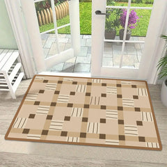AimHave Brown Plaid Diatomite Mat – Modern Geometric Soft Quick-Dry Bath & Kitchen Mat, Non-Slip Coffee Bar & Dish Drying Runner