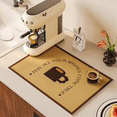 AimHave Warm Wishes Diatomite Coffee Mat – Soft Quick-Dry Kitchen Counter Dish Drying Mat, Non-Slip Espresso Bar Runner