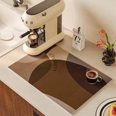 AimHave Rhine Abstract Diatomite Mat – Modern Mocha Brown Soft Quick-Dry Bath & Kitchen Mat, Non-Slip Low Profile Floor Runner