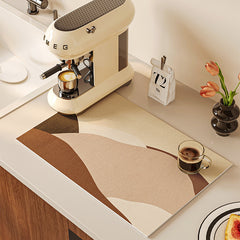 AimHave Smoke Wave Diatomite Mat – Modern Abstract Soft Quick-Dry Bath & Kitchen Mat, Non-Slip Low Profile Floor Runner
