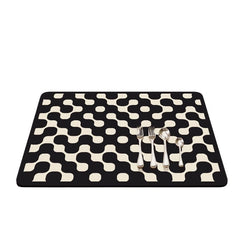 AimHave Sharp Ripple Diatomite Mat – Modern Black & White Chain Link Geometric Soft Quick-Dry Bath & Kitchen Mat, Non-Slip Dish Drying Runner