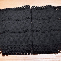 AimHave Black Boho Farmhouse Woven Table Runner – Macrame Crochet Table Runner with Fringe for Dining Room Decor