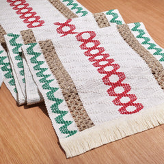 AimHave Sage Green Boho Farmhouse Woven Table Runner – Macrame Crochet Table Runner with Tassels for Dining Table Decor