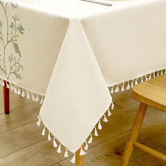 AIMHave French Country Botanical Embroidered Tablecloth with Tassels, Heavyweight Sage Green Vine Linen Look Dining Table Cover