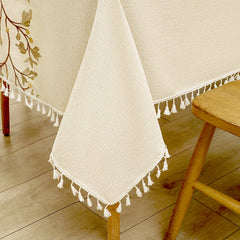 AIMHave Modern Bohemian Geometric Rhombus Tablecloth with Tassels, Retro Coffee Brown Tribal Dining Table Cover