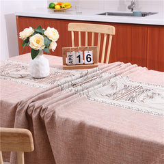 AIMHave Mid-Century Modern Geometric Block Tablecloth with Tassels, Retro Coffee Brown Patchwork Dining Table Cover