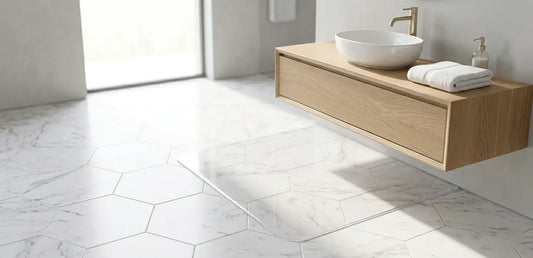AimHave transparent waterproof floor protector for bathroom tiles and vanity areas.