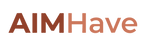 AimHave brand logo featuring the word "AIM" in bold dark brown and "Have" in a lighter orange-brown sans-serif font.