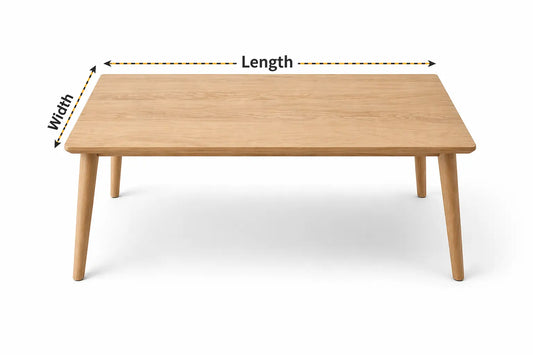 How to measure a rectangular table for a PVC table cover, showing length and width dimensions clearly