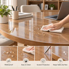 Round Clear PVC Desk Protector – 2.0mm Thick, Waterproof & Scratch Resistant for Office Desks