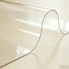Clear PVC bathroom mat showing 1.5mm flexibility and crystal transparency for shower and floor protection.