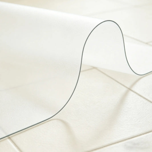 Frosted PVC mat for entryway showing 1.5mm material flexibility and durable matte finish for floor protection.