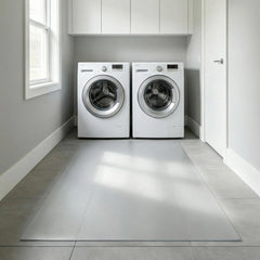 Frosted PVC laundry room mat, non-slip matte floor protector for laundry areas, bubble-free and waterproof.