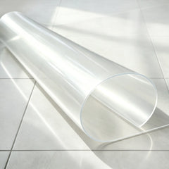Frosted PVC mat for laundry room showing its flexible soft texture and matte finish for floor protection.